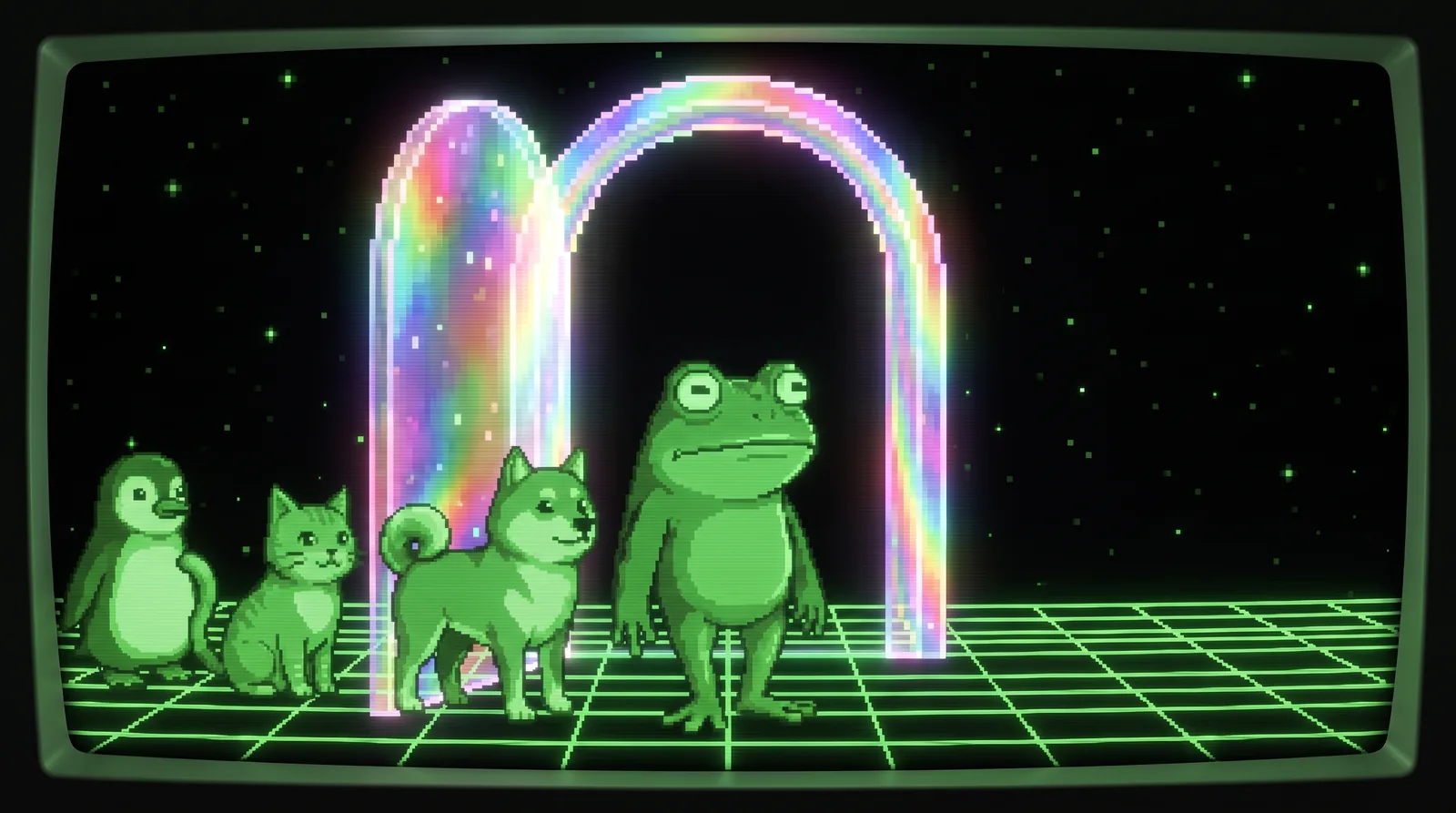 Memes queue at a prismatic gate
